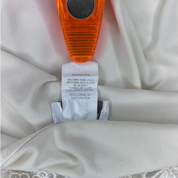 VTG 90s CINEMA ETOILE White LACE Stretch Knit Sleep Tank Chemise Ivory - Picture 7 of 9